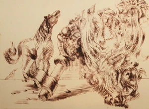 Vintage abstract surrealist figural print - Picture 1 of 9