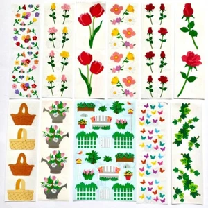 Vintage Mrs. Grossman's Flower Sticker Lot Tulips, roses, basket, garden 80s 90s - Picture 1 of 2