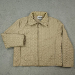 VTG Chicos Jacket Womens 3 US XL Gold Shimmer Quilted Full Zip Lined Coat Party - Picture 1 of 10