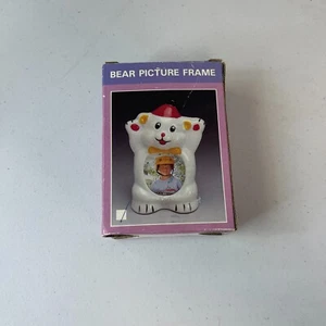 Vintage White Bear Photo With Red Hat And Yellow Tie Frame Ceramic 43055270011.. - Picture 1 of 11