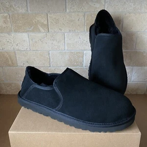 UGG KENTON BLACK SUEDE SHEEPSKIN SLIP ON COMFORT SLIPPERS MEN SIZE 15 MEN - Picture 1 of 5