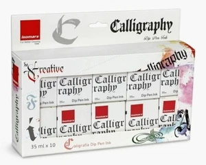 Calligraphy Ink  Set of 10 Colors with Free Straight and Oblique Holders - Picture 1 of 5