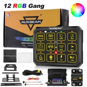 Auxbeam RGB 12 Gang Switch Panel On-Off LED Car Switch Panel Circuit Control 24V - Picture 1 of 12