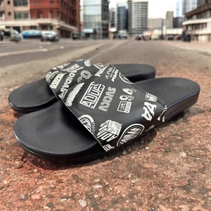 Adidas Men's Slip On Sandals Shoe Size 12 Black White Casual Slides - Picture 1 of 9