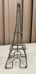 Primitive Eiffel Tower Handmade Metal Wire Sculpture 9.5 Inches Tall Gray - Picture 1 of 8