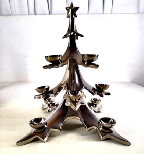 Pottery Barn Christmas Tree Ball Candle Holder Silver Chrome Heavy 14" Tall - Picture 1 of 7