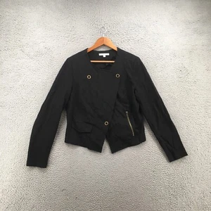 Cabi Blazer Jacket Womens L Black Zipper Pockets Long Sleeve Crew Neck Casual - Picture 1 of 19