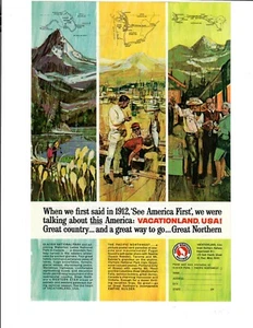 Anuncio impreso Great Northern Railway 1965 ver América primer viaje en tren efímero - Imagen 1 de 1