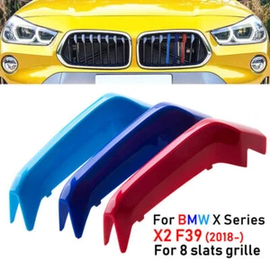 Fits BMW X2 F39 2018+ Up M-Tech 8 BAR Kidney Grille 3 Colour Cover Insert Stripe - Bild 1 von 6