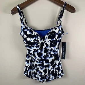 La Blanca NWT Blue/Black Animal Print Tankini Top Size 12 - Picture 1 of 6