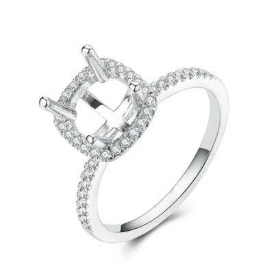 0.2ct Diamonds Semi Mount Antique Simple Ring Solid 10k White Gold Round 6.5mm - Image 1 of 4