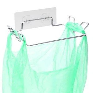 Stainless Steel Trash Bag Holder Hanger for Cupboard Kitchen Cabinet Door - Picture 1 of 7