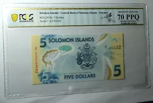 Solomon Islands ND 2019 Banknote 5 Dollars P38a PCGS 70 PPQ Superb Gem Unc - Picture 1 of 2