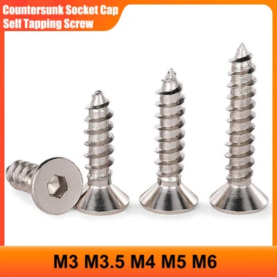 M3 M3.5 M4 M5 M6 Countersunk Socket Cap Self Tapping Wood Screw Nickel 8.8 Steel
