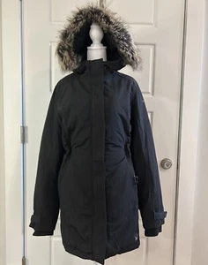 Spyder Women's Fur Trim Black Long Explorer Parka Coat Size M - Picture 1 of 9