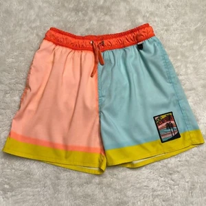 Agua Bendita Boy's Orange Yellow Cassius Trunk Colorblock Shorts Size 12 - Picture 1 of 9