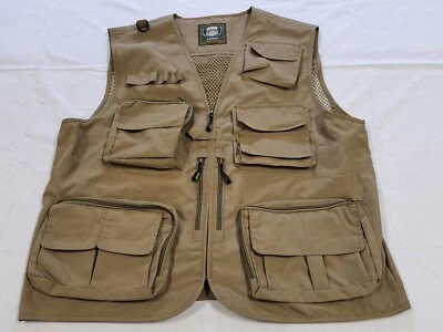Outdoor Men's Fishing Duck Hunting Light Vest Cargo Pockets Vented Safari Beige - Image 1 of 4