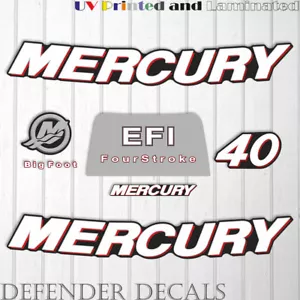 Mercury 40 PS 4-Takt EFI Außenbord Motor Aufkleber Aufkleber Kit Reproduktion 2006 - Bild 1 von 1
