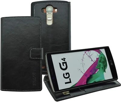 Exclusive Book Style Case Genuine Leather Protection Cover in Black for LG G4 - Image 1 of 4