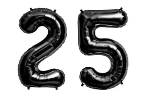 Giant 40" 25 Black Foil Number Balloons Photo Shoot 25th Birthday Float Helium - Picture 1 of 1