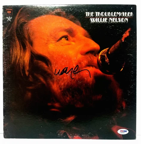 WILLIE NELSON Signed Autographed Vinyl "THE TROUBLEMAKER" Album LP PSA #AA25331 Cover