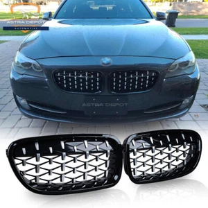 For 2010-2016 BMW F10 M5 5 Series Front Diamond Kidney Grill Grille Gloss Black - Picture 1 of 10