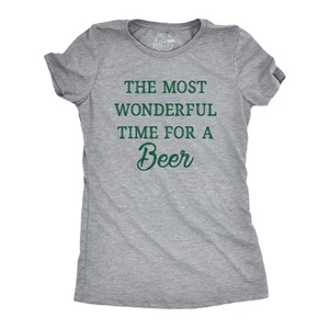 Womens The Most Wonderful Time For A Beer T Shirt Funny Xmas Drinking Ale Lovers - Picture 1 of 7