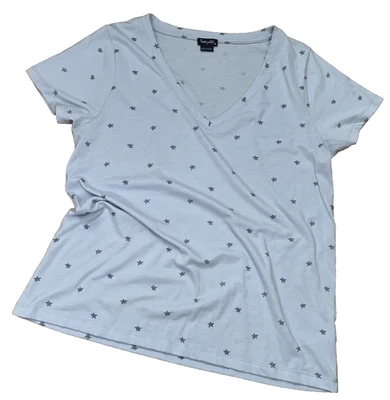 Splendid Womens Star Print Short Sleeve V-Neck Soft Purple Blue size Medium - Imagem 1 de 4