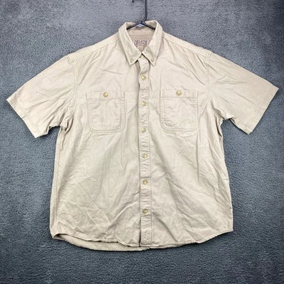 Duluth Trading Co Mens XL Beige Cotton Short Sleeve Button Down Work Shirt - Image 1 of 4