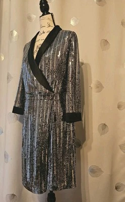 Inc International Concepts Vestido Esmoquin Espejo Baile Blazer Midi L Plateado Vestido Foto 1 de 4