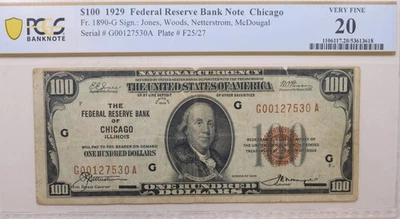 1929 $100, Federal Reserve Bank Note, 'Chicago', PCGS VF-20, Store #GFRB099. - Image 1 of 2