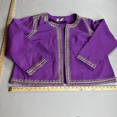 "Camisa estilo chaqueta Victor Costa púrpura bordada con cuentas 3XL - 51"" pecho" Foto 1 de 4