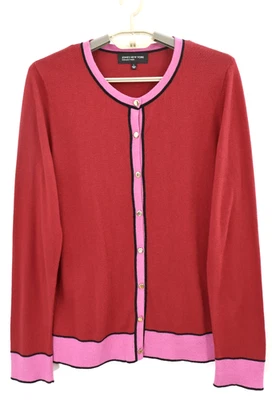 Cárdigan suéter de lana de algodón ligero para mujer Jones New York rojo rosa talla L Foto 1 de 4