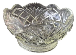 Dicke schwere geschliffene Optik Design, Sternfuß, Jakobsmuschelrand, Obstglasschale - Bild 1 von 5