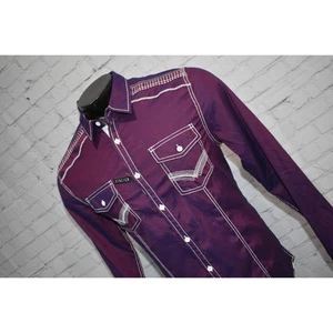 Buckle BKE Shirt Mens Size Large Purple iridescent Performance Polyester Cotton - Picture 1 of 9