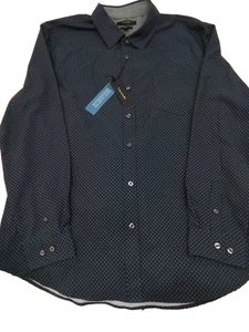 Tahari Slim Fit Button Down Hemd Herren XL Navy Blau Langarm - Bild 1 von 9
