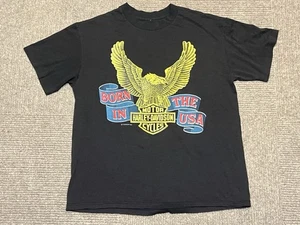 Vintage Harley Davidson Funwear Born In The USA Single Stitch Shirt 80s Eagle - Bild 1 von 16