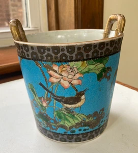 Japanese Meiji Period Cloisonne Planter w Two Handles ca. 1868 - 1912 Unsigned - Picture 1 of 24