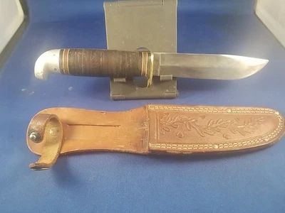 Vintage Western  Boulder Colorado USA Fixed Blade Knife w/ Leather Sheath - Image 1 of 4