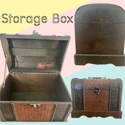Vintage Decorative Keepsake Jewelry Treasure Chest with Buckle Wooden Storage Bo - Image 1 of 4
