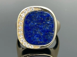 SCHMUCKJAGD RING GR. 19 (CA.60) 925/-SILBER VERGOLDET MIT LAPIS-LAZULI & ZIRKON - Bild 1 von 3