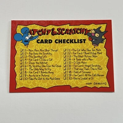 1994 Skybox The Simpsons Series II Itchy & Scratchy Checklist Card #I20 - Image 1 of 2