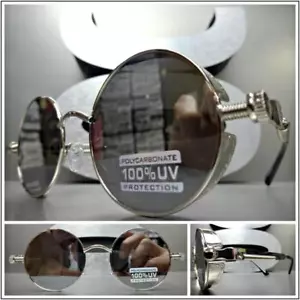 OCCHIALI DA SOLE uomo classico vintage retrò stile cieco montatura argento lenti a specchio - Foto 1 di 7
