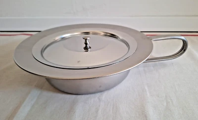 Bettpfanne mit Deckel Edelstahl Schieber Nachttopf V2A Bettschieber - Bild 1 von 4