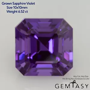 Piedra tallada - Zafiro violeta Czochralski (tirado) cultivado en laboratorio, faceta 10x10 mm 6,52 quilates - Imagen 1 de 4