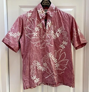 Camisa Reyn Spooner Grande Vintage Años 80 Estampado Reverso Popover Hibisco Spellout Rojo - Imagen 1 de 5