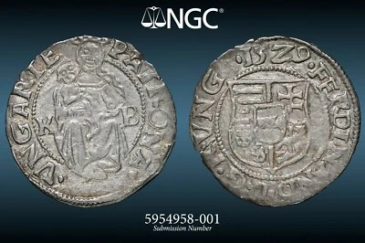 1529 KB HUNGARY DENAR SILVER NGC AU DETAILS BENT #5954958-001 - Image 1 of 4