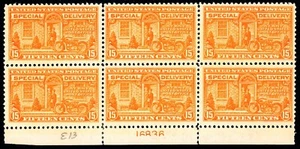 Scott E13 OG MHR US 1925 Special Delivery Plate Block SCV $450+ - Picture 1 of 2