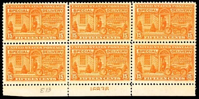 Scott E13 OG MHR US 1925 Special Delivery Plate Block SCV $450+ - Image 1 of 2