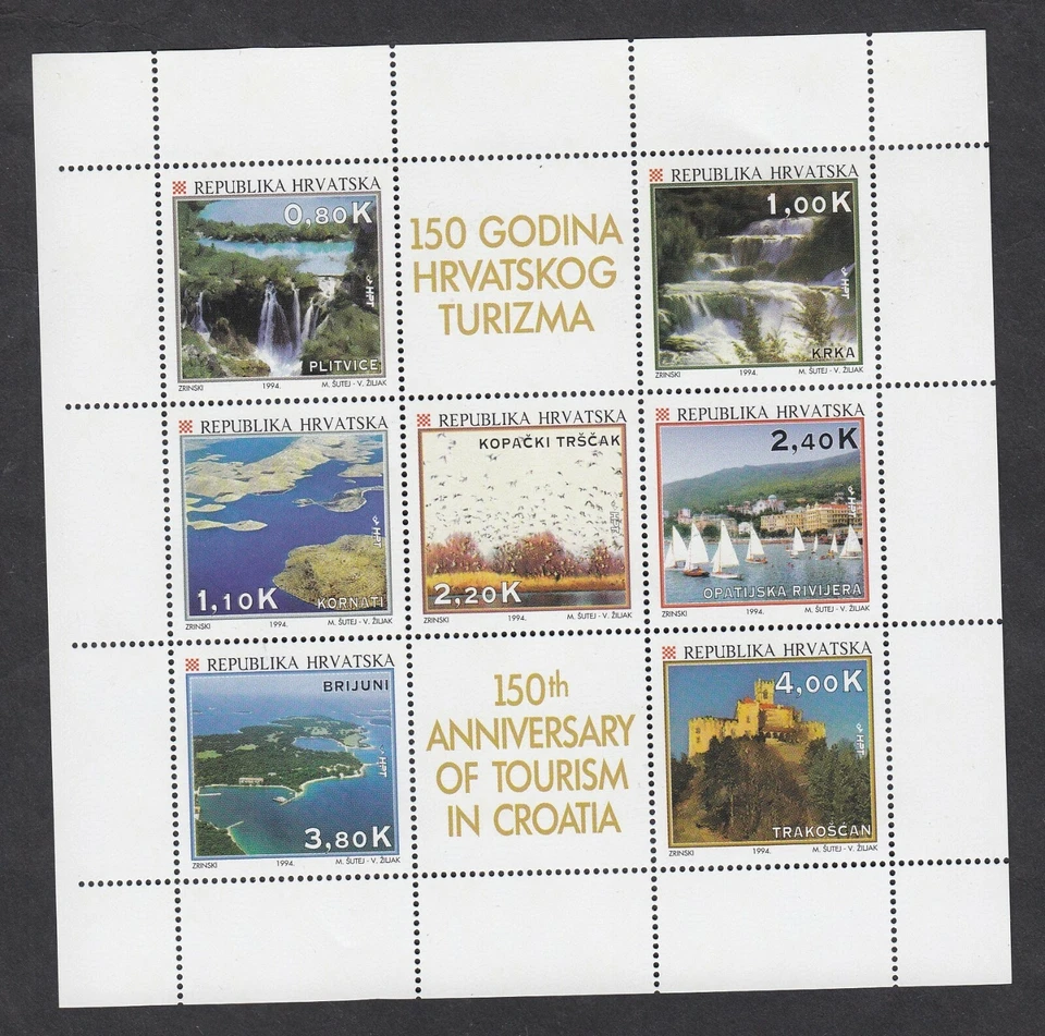 Croacia, Scott 202a, hoja de recuerdo 150 aniversario de turismo, MNH envío gratuito Foto 1 de 1